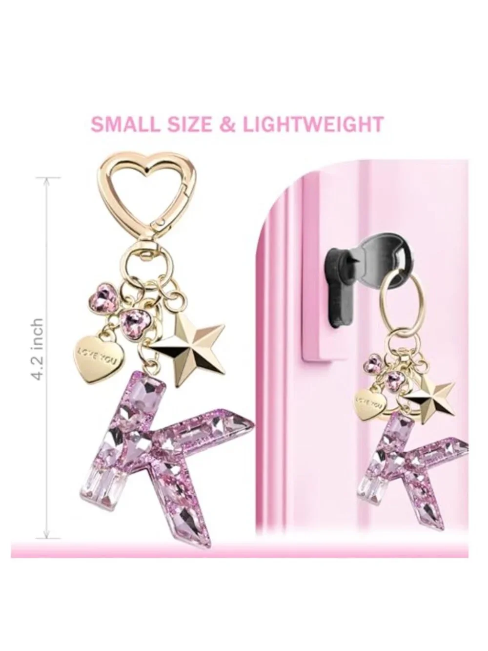 Crystal Rhinestone Butterfly Initial Letter Keychain for Purse & Bag Charm Women